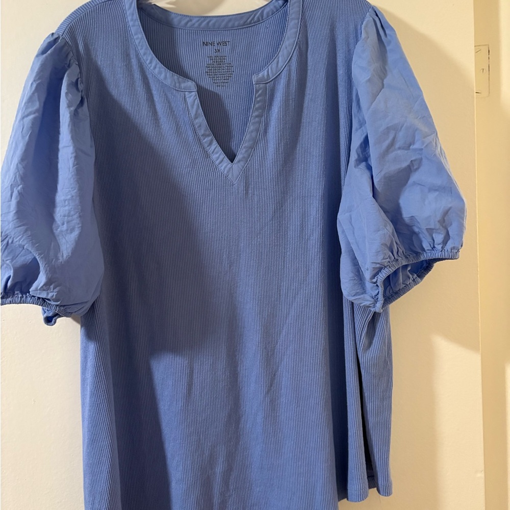 Blue Puff Sleeve Top
